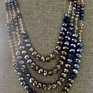 Joan Rivers Multi-Strand Faceted Bead Necklace in Black and Smoky Grey.